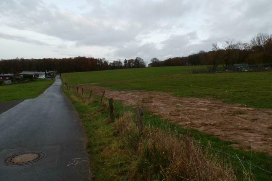 2a Blick von der Straße auf Grund hangabwärts